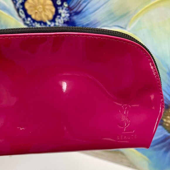 Yves Saint Laurent Beauty Fuchsia Patent Cosmetic Bag With Top Zip Closure - Picture 2 of 11